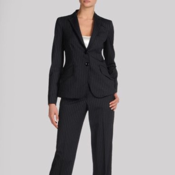 Armani y2k pin striped button blazer black size 8 designer classic - Picture 1 of 5